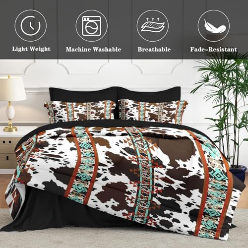 WeCozy King Comforter Set with Sheets, 7 Pieces Cowhide Cow Bedding - Image 4