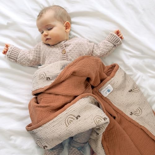 lulumoon Muslin Baby Blanket Neutral: Cotton Toddler Blanket for Daycare - Image 2