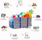 Extra Large Utility Tote Bag - Oversized Collapsible Beach Bag - Geo Navy - Image 3