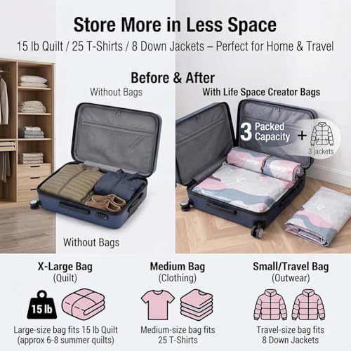 No Pump Vacuum Storage Bags,Thickened Stereoscopic No-Pump Vacuum Compression Bag,3d Compression Bags For Storage Press & Seal Large Capacity For Comforters, Blankets, Clothes & Closet (4PCS-Large) - Image 4