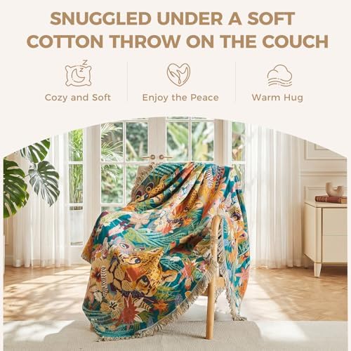 LUTBM Boho Throw Blanket for Bed 60"x80", All Season Cotton Couch Blankets - Image 5