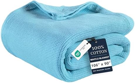 LANE LINEN Blankets King Size, 100% Cotton 300 GSM Lightweight - Sky Blue by LaneLinen