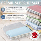ATANI Turkish Beach Towel, Converts to a Bag, Oversized 100% Cotton Bath Towels Lightweight Quick-Dry Beach Blanket for Travel, Picnic, Camping, Yoga and Pool (Grey x Turquise, 71 inc x 39 inc) - Image 6