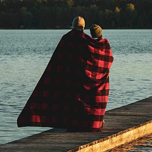 Lodge Twin Blanket - 80% Recycled Wool - Buffalo Plaid - Warm Throw Blanket - Thick - Washable - 65W x 90L - Red and Black Plaid - Image 7