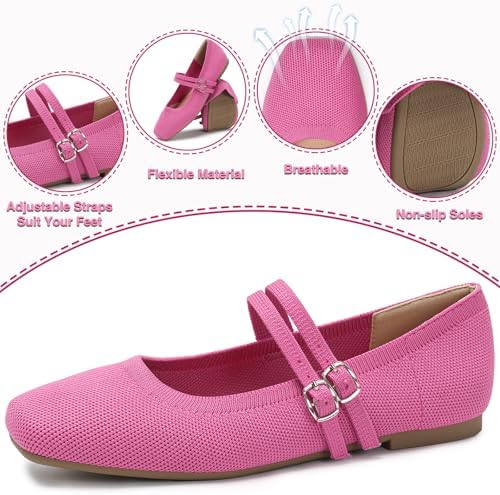 Womens Woven Ballet Flats, Foldable Mary Jane Shoes for Casual Wear - Image 2