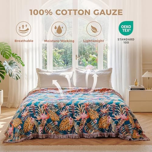 LUTBM Boho Throw Blanket for Bed 60"x80", All Season Cotton Couch Blankets - Image 2