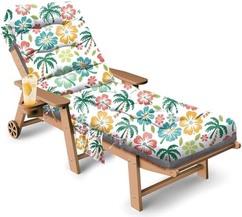 Outdoor Chaise Lounge Chair Cushion, 71 x 22 x 4.7 Inches Waterproof Chaise Lounge Cushions Thickened for Outdoor Furniture, Non-Slip Patio Lounge Chair Cushions, Green Coconut by Tycdiose