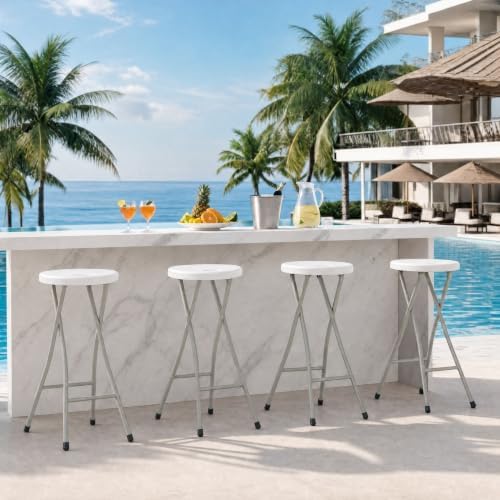 GYMAX Folding Stool, 28in Barstool with Handle 550lbs Free Assembly - Image 7