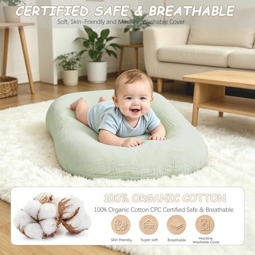 Baby Lounger & Baby Nest, Extra Large Muslin Infant Lounger for Newborns - Image 5