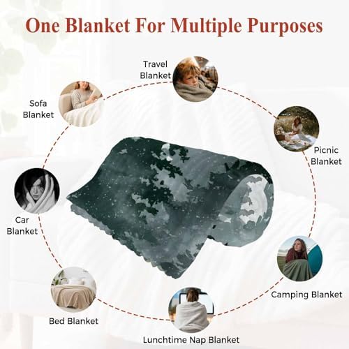 Christmas Throw Blanket, Winter Xmas Pine Trees Mountain Fluffy Soft Blankets for Couch Bed Travel, Snowflakes Plush Microfiber Striped Flannel Blankets, Lightweight Sofa Blankets 32"x48" - Image 7