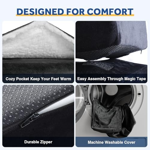 Foot Rest for Under Desk at Work, Adjustable Footrest for Office Chair & Gaming Chair,Ergonomic Footrest Pillow Desk Foot Stool with Washable Cover for Home, Airplane, Travel (Black) - Image 6