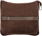 BlueHills Travel Blanket Pillows for Two Airplane Traveling Essentials Flight Throws in Bag case with Backpack Clip Compact Large Plane Accessories – Beige and Brown - Image 7