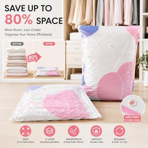 No Pump Large Capacity Vacuum Storage 3d Compression Bags 3-Sec Fast,Thickened Pump Free Stereoscopic No-Pump Compression Bag for Clothes,Travel,Beddings (2M+2L) - Image 3