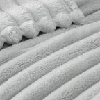 Exclusivo Mezcla Striped California King Fleece Bed Blanket, Light Grey - Image 4