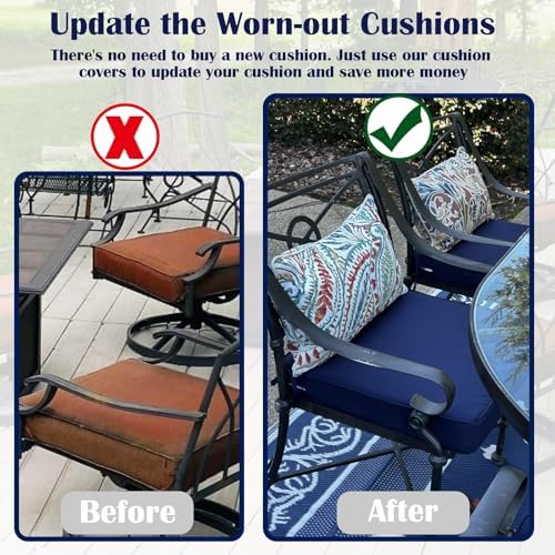 FLYMEI Patio Cushion Covers 25x25x5, Navy Blue, 4Packs - Image 5