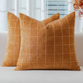Decorative Chenille Plaid Fall Throw Pillow Covers Bronze 26x26 Set of 2 by Unknown