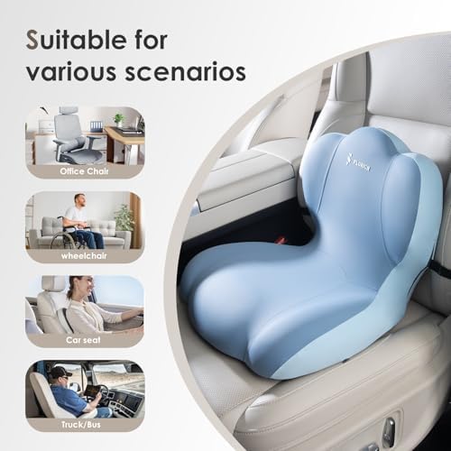 FLORICH Memory Foam Truck Seat Cushion,Car Seat Cushion and Lumbar Support Pillow for Office Chair, Ergonomic Back Support & Sciatica Relief for Long Drives(Blue) - Image 5