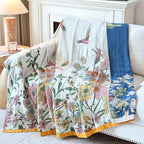 Boho Throw Blanket, 100% Soft Cotton Floral Quilt, Twin 60"x 80" - Image 5