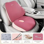 FLORICH Large Car Seat Cushion and Lumbar Support Pillow, Ergonomic Memory Foam Driving Seat Cushion for Back & Sciatica Pain Relief, Non-Slip Washable Seat Cushion for Car, Driver, Office-Pink - Image 2