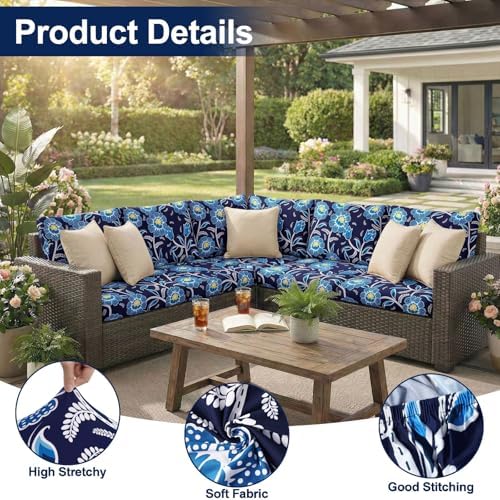 Smiry Waterproof Patio Cushion Covers, Stretch Outdoor Furniture Covers - Image 5