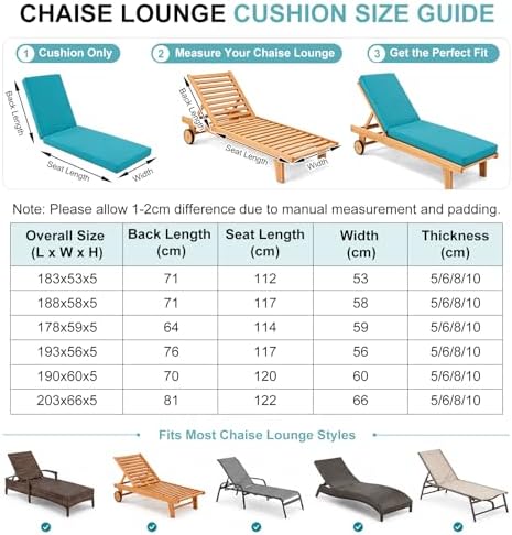 Waterproof Sun Lounger Cushions – Durable Outdoor Cushions for Patio, Garden & Pool – Comfortable, Weather-Resistant, Easy to Clean, Perfect for Relaxing - Image 2