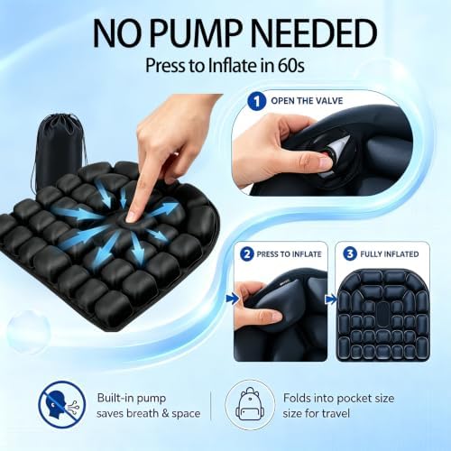 Portable U-Shaped Airplane Seat Cushion with Pump & Tailbone Relief - Image 2