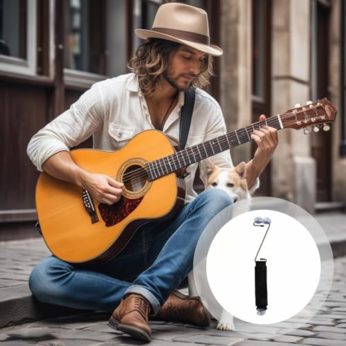 Guitar Rest with Leather Strap & Suction Cups, Adjustable Foldable Guitar Footstool for Classical & Acoustic Guitars - Image 5
