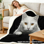 White Cat Sherpa Blanket Animal Print Throw Blanket for Women and Men Soft Warm Cozy 60x80 Inches Cute Minimal Design Bedroom Couch Decor Gift for Birthday Housewarming Anniversary - Image 2
