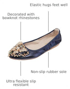 VYKF Womens Ballet Flats Foldable Rhinestone Pointed Toe Wedding Shoes Comfortable Slip on Flat Shoe - Image 3