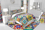 Erosebridal Colorful Mexican Style Toddler Bedding Set,Retro Talavera Tile Comforter Set for Kids Room Decor,Exotic Ethnic Boho Quilt Bed Set Patchwork Floral Print Down Comforter 2Pcs - Image 6