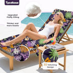Outdoor Chaise Lounge Chair Cushion, 71 x 22 x 4.7 Inches Waterproof Chaise Lounge Cushions Thickened for Outdoor Furniture, Non-Slip Patio Lounge Chair Cushions, Purple Floral Leaf - Image 2
