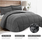 HOMME Queen Size 3 Pieces All Season Soft Comfortable Down Alternative Reversible Quilted Oversize Comforter Set School Dorm, Machine Washable - Image 2