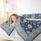 Erosebridal Navy Blue Floral Full Comforter Set - Vintage Flower Boho Bedding Set for Kids Adults | Farmhouse Cottage Flowers Quilt | Retro Aesthetic Bedroom Decor with 2 Pillowcases - Image 4