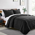 Love's cabin Quilts for Full Bed Black Bedspreads Bedding Set - Lightweight Bedspread Comforter - Coin Pattern Bedding Coverlet for All Season - 3 Pieces (1 Quilt, 2 Pillow Shams) - Image 2