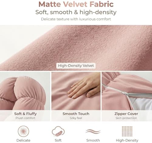 Pat. Pend. Body Pillow for Adults, 47 Inch, Soft Pastel Pink - Image 5