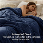 Bedsure Oversized King Comforter - Oversized King Duvet Insert for All Season, Ultra-Soft Down Alternative Comforter, Blanket for Bed, with 4 Tabs, Machine Washabl, Navy, 116x98 in - Image 3