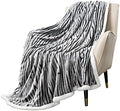MACEVIA Sherpa Fleece Throw Blanket for Couch 3D Zebra Blanket Fuzzy Thick Warm Reversible Cozy Comfy Super Soft Blanket for Bed Sofa 490GSM - Black Zebra,50x60In by Macevia