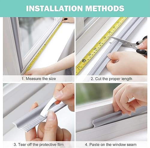 MOPMS Draft Stopper Sweep, Door Weatherproofing Stripping, Window Seal Strip Self-adhisive Soundproof Cuttable Weather Length 32.8 Ft (5 Pcs x 6.56 Ft), Grey - Image 6