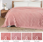 Exclusivo Mezcla Striped California King Fleece Bed Blanket, Pink - Image 3