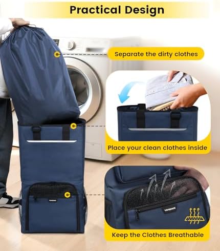 Vorspack Laundry Backpack for College Students, 2 in 1 Laundry Bag, Blue - Image 4