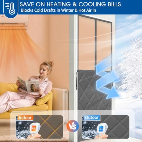 Magnetic Thermal Insulated Door Curtain Fits 32x80inch Front Door - Image 6