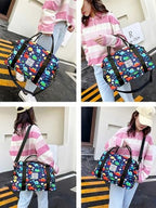 Travel Duffle Bag Weekender Overnight Bag Gym Tote with Dry and Wet Separated Pocket for Women Girls Shoulder Workout Duffel Bag Water Resistant, Cute Dinosaur Set - Image 2
