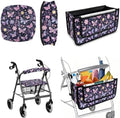 LedBack Floral Walker Accessories Sets Purple Butterfly Wheelchair Bag for Seniors Rollator Seat and Backrest Covers Universal Storage Basket by LedBack