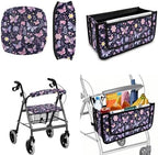 LedBack Floral Walker Accessories Sets Purple Butterfly Wheelchair Bag for Seniors Rollator Seat and Backrest Covers Universal Storage Basket by LedBack