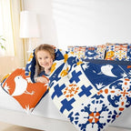Erosebridal Colorful Mexican Tile Full Bedding Set - Mexico Talavera Tiles Comforter Set, Patchwork Vintage Flower Quilt for Kids Adults, Bohemian Aesthetic Bedroom Decor - 2 Pillowcases - Image 4