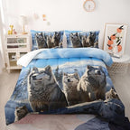 Nttopship Snowy Wolf Comforter Set for Adults 3Pcs,Forest Snow Wolf Theme Full Size Bedding Set Soft Warm for All Season Room Decor with 1 Comforter and 2 Pillow Case - Image 2