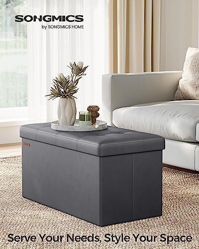 SONGMICS Storage Ottoman Bench, 30 Inches Folding Foot Rest Stool - Image 3