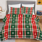 HOSIMA Christmas Red Green Plaid Quilt King Size with 2 Pillowcases. - Image 3