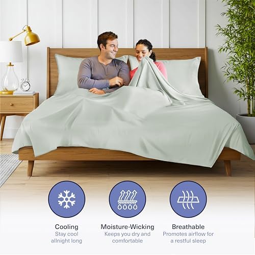 Kickoff Viscose Bamboo Sheets Split King Size 5-pc 100% Organic Bamboo Viscose Bed Cooling Sheets Split King Size Set Cool Bedding for hot Sleepers Sheet Set - Gift Ready Packaging (Sage Green, SK) - Image 5