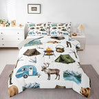 Erosebridal RV Camper Camping King Comforter Set, Hunting Deer Bear Bedding Sets for Kids Girls Boys, Lakehouse Rustic Cabin Room Bedroom Decor, Outdoor Travel Trailers Bed Set by Erosebridal